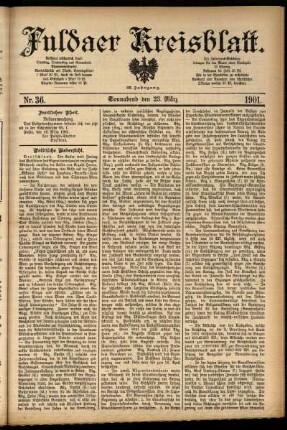 Erste Ausgabe vom Samstag, den 23. März 1901.