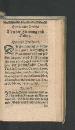 Der neunde Artickel. Von der Firmung und Oelung.