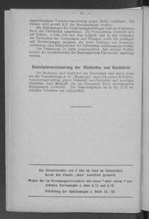 Diebstahlversicherung der Studenten und Gasthörer