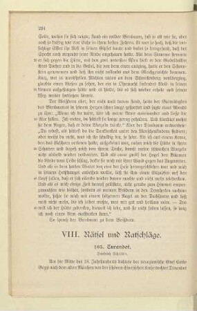 VIII. Rätsel und Ratschläge