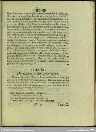 Thes. IX. De religione prudentum in Italia
