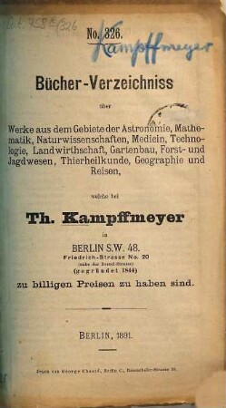 Bücher-Verzeichniss. 326. 1891