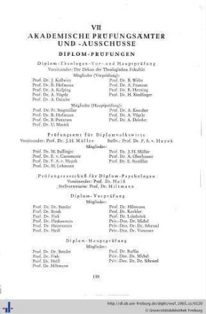 VII. Akademische Prüfungsämter- und -ausschüsse: Diplomprüfungen