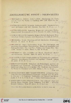 Zinnsammlung Arndt Oberwartha (Nr. 1-385)