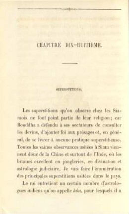 Chapitre dix-huitième. Superstitions