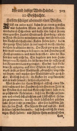 10Geschichte. Falsette schlaget abermahl einen Blossen.