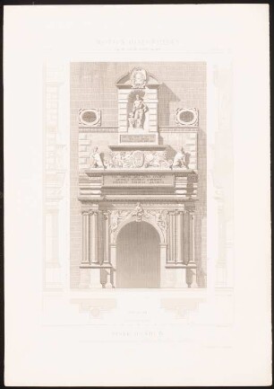 Capitole, Toulouse: Ansicht Detail, Fassadenschnitte vertikal (aus: Motifs historiques d´architecture et de sculpture d´ornement, hrsg.v. César Daly, Bd.1, 1870)