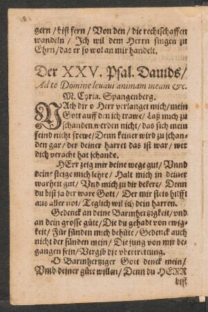 Der XXV. Psal. Dauids/ || Ad te Domine leuaui animam meam etc. ||