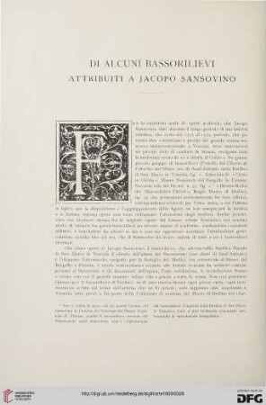 12: Di Alcuni Bassorilievi attribuiti a Jacopo Sansovino