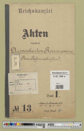 Ausweiskarten, Reiseausweise, Pässe, Paßvorschriften