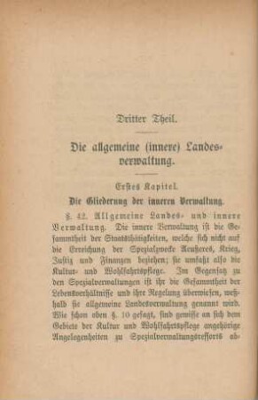 Dritter Theil. Die allgemeine (innere) Landesverwaltung.