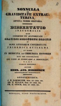 Nonnulla de graviditate extrauterina : adnexa morbi historia ; diss. inaug.