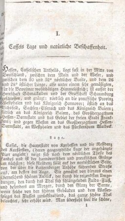 I. Cassels Lage und natürliche Beschaffenheit.