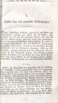 I. Cassels Lage und natürliche Beschaffenheit.