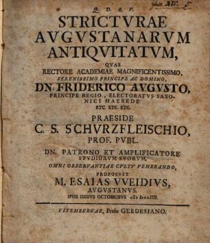 Strictvrae Avgvstanarvm Antiqvitatvm
