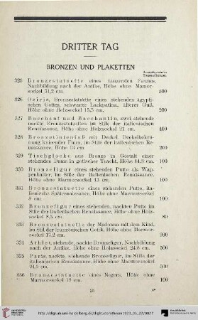 Bronzen und Plaketten (Nr. 325-354)
