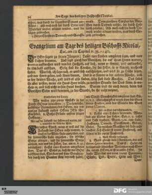 Evangelium am Tage des heiligen Bischoffs Nicolai.