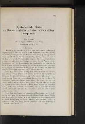 Physikochemische Studien an binären Gemischen mit einer optisch aktiven Komponente.
