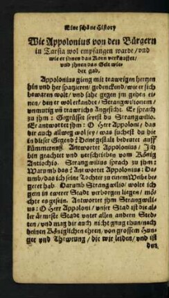 Wie Appolonius von den Bürgern in Tarsia wol empfangen warde ...