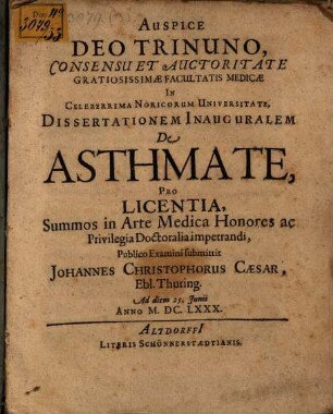 Diss. inaug. de asthmate