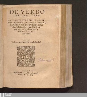 De Verbo Dei Libri Tres
