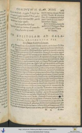 IN EPISTOLAM AD GALATAS ARGUMENTUM PER Erasmum Roterodamum