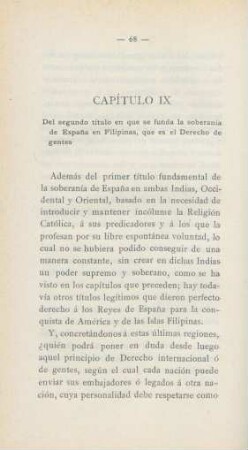 Capítulo IX. Del segundo título en que se funda la soberanía de Espana en Filipinas, ...