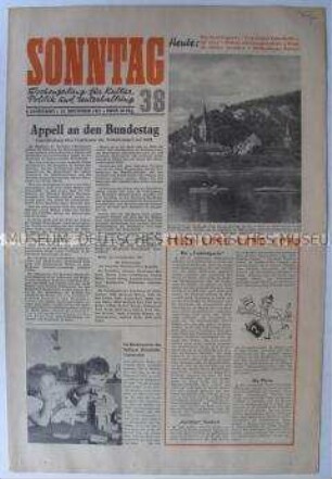 Kulturpolitische Wochenzeitung "Sonntag" über das Theater in der DDR