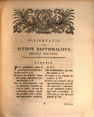 Dissertatio De Ritibvs Baptismalibvs Secvli Secvndi