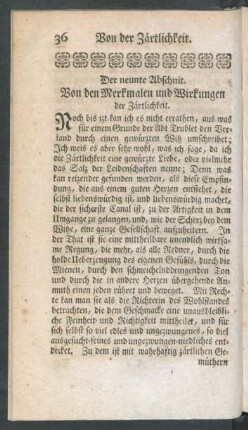 Der neunte Abschnit. Von den Merkmalen und Wirkungen der Zärtlichkeit