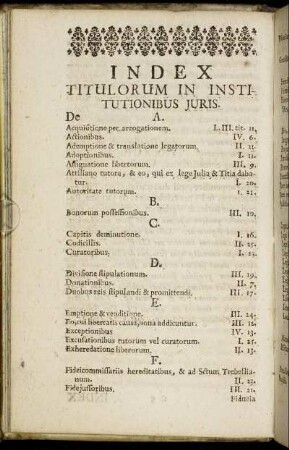 Index Titulorum In Institutionibus Juris