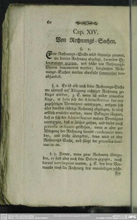 Cap. XIV. Von Rechnungs-Sachen
