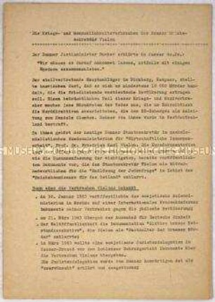 Hektografierte Ausarbeitung der Nationalen Front über die NS-Vergangenheit des bundesdeutschen Staatssekretärs Vialon