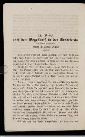 Predigt nach dem Begräbnis