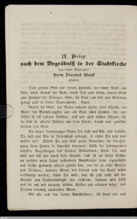 Predigt nach dem Begräbnis