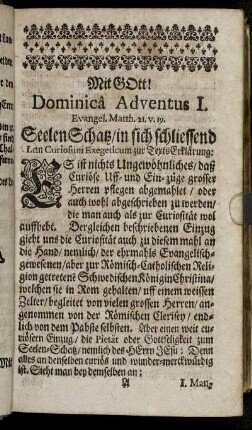 Dominica Adventus I. Evangel. Matth. 21. v. 19.