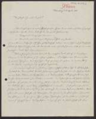 Brief von Johann Wilhelm Sturm an Unbekannt