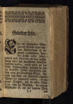 Geliebter Leser: [Vorrede]