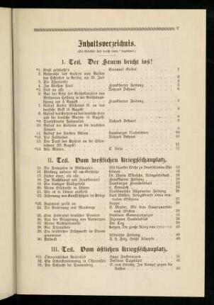 V-VI, Inhaltsverzeichnis