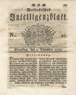 No. 49, Dienstag, den 4. December 1798