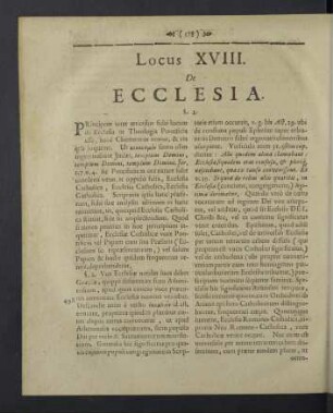 Locus XVIII. De ecclesia.