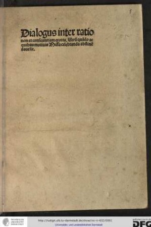 Dialogus rationis et conscientiae de frequenti usu communionis