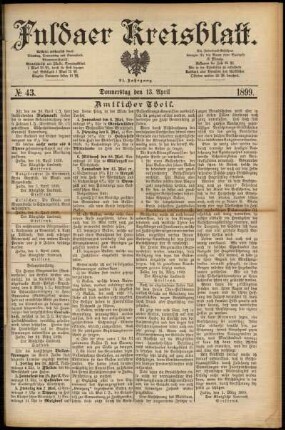 Erste Ausgabe vom Donnerstag, den 13. April 1899.