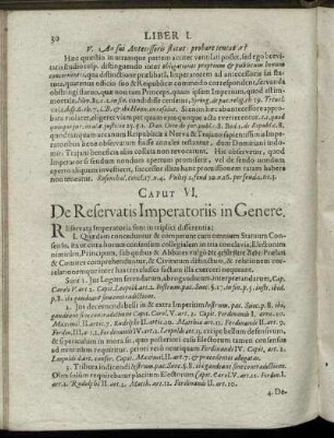 Caput VI. [ - ] Caput VIII.; De Reservatis Imperatoriss in Genere; De reservatis Imperatoriis in specie; De jure dignitates & nobilitatem conferendi.