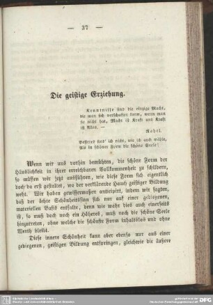 Die geistige Erziehung