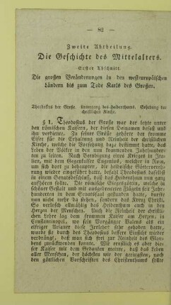 Zweite Abtheilung. Die Geschichte des Mittelalters