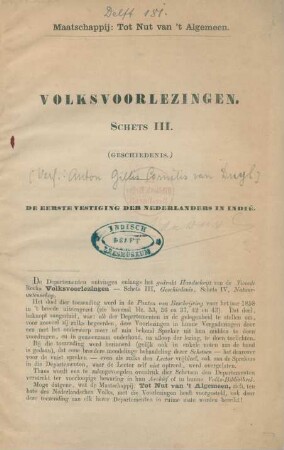 De eerste Vestiging der Nederlanders in Indië