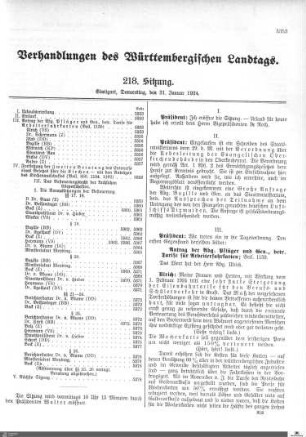 218. Sitzung, Stuttgart, 31.1.1924