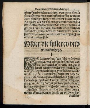 Wider die füllerey und trunckenheyt. I.