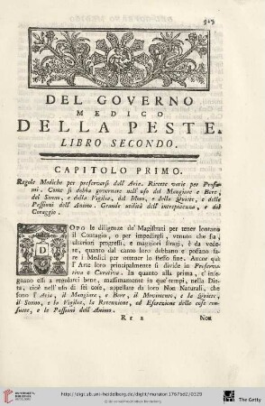 Libro secondo: Del Governo medico della peste